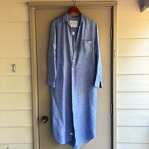 Frank & Eileen Rory Maxi Shirtdress M blue linen